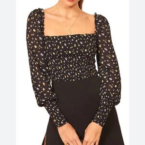 REFORMATION‎ Pinto Smocked Top In Posie XS